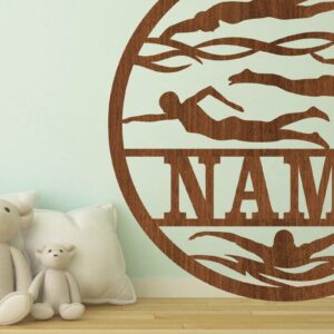 Intra απο ξύλο plywood 3mm-4mm πάχος – Πινακίδα ονόματος κολυμβητή, αρχείο Cut Δίασταση  20x20 cm INTRAFABR-72131127