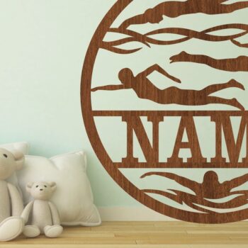 Intra απο ξύλο plywood 3mm-4mm πάχος – Πινακίδα ονόματος κολυμβητή, αρχείο Cut Δίασταση  20x20 cm INTRAFABR-72131127 - Image 1