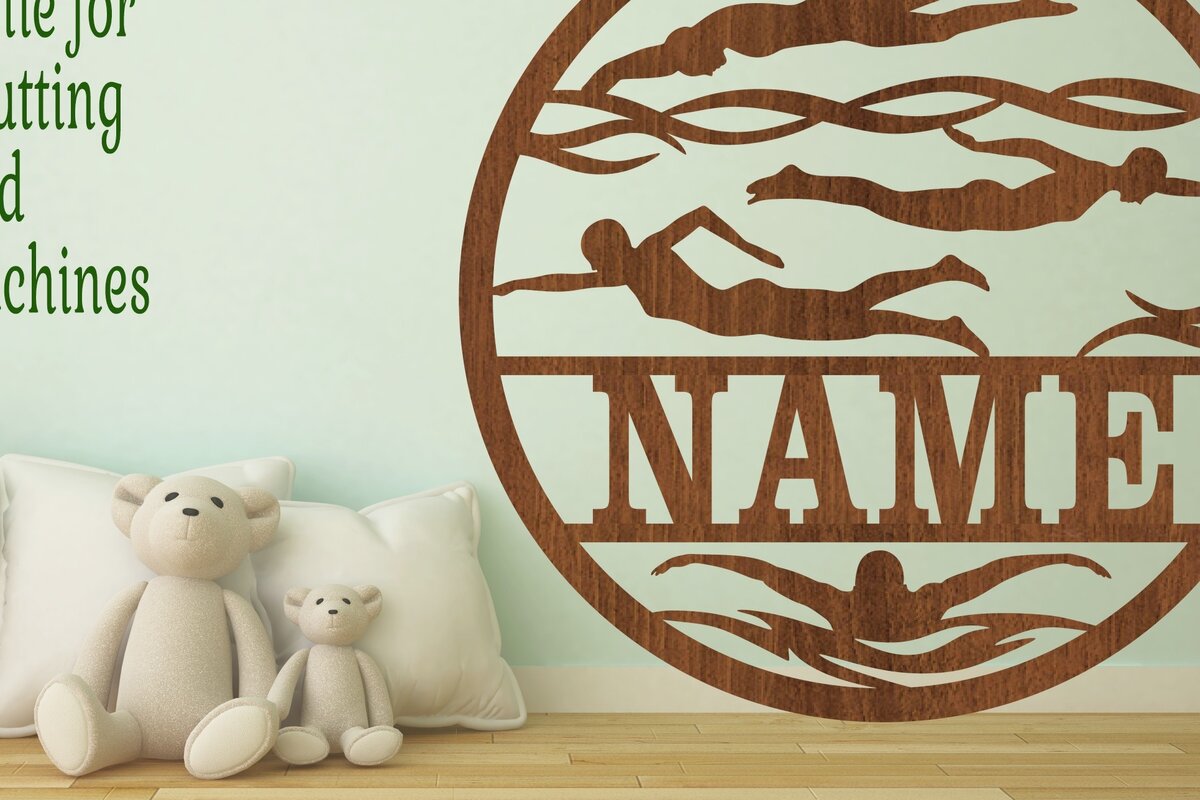 Intra απο ξύλο plywood 3mm-4mm πάχος – Πινακίδα ονόματος κολυμβητή, αρχείο Cut Δίασταση  20x20 cm INTRAFABR-72131127