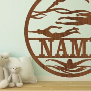 Intra απο ξύλο plywood 3mm-4mm πάχος – Swimming Male Name Sign, Δίασταση  40x30 cm INTRAFABR-72131183