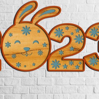 Intra απο ξύλο plywood 3mm-4mm πάχος – SYMBOL 2023 RABBIT Cut πρότυπο Πρωτοχρονιάς Δίασταση  20x20 cm INTRAFABR-45888010 - Image 4