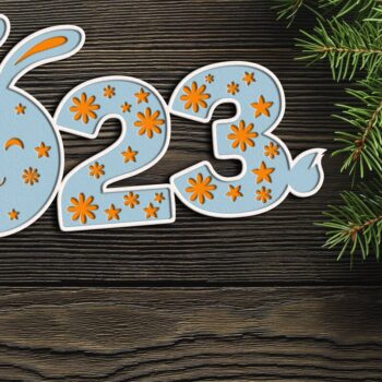 Intra απο ξύλο plywood 3mm-4mm πάχος – SYMBOL 2023 RABBIT Cut πρότυπο Πρωτοχρονιάς Δίασταση  20x20 cm INTRAFABR-45888010 - Image 5