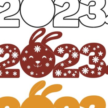 Intra απο ξύλο plywood 3mm-4mm πάχος – SYMBOL 2023 RABBIT Cut πρότυπο Πρωτοχρονιάς Δίασταση  20x20 cm INTRAFABR-45888010 - Image 6