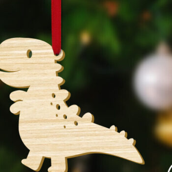 Intra απο ξύλο plywood 3mm-4mm πάχος – Χριστουγεννιάτικο στολίδι T-Rex Baby Dinosaur Δίασταση  20x20 cm INTRAFABR-83626509 - Image 1