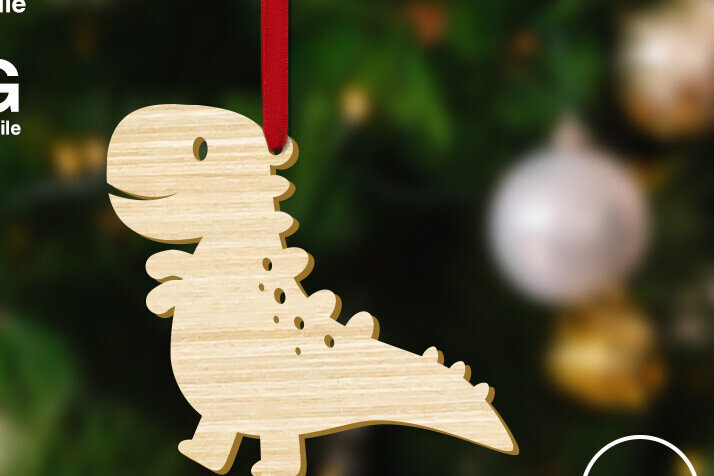 Intra απο ξύλο plywood 3mm-4mm πάχος – Χριστουγεννιάτικο στολίδι T-Rex Baby Dinosaur Δίασταση  20x20 cm INTRAFABR-83626509