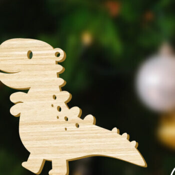 Intra απο ξύλο plywood 3mm-4mm πάχος – Χριστουγεννιάτικο στολίδι T-Rex Baby Dinosaur Δίασταση  20x20 cm INTRAFABR-83626509 - Image 2