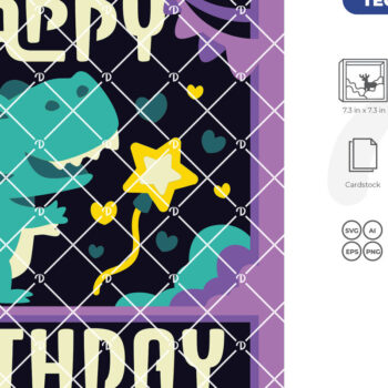 Intra απο ξύλο plywood 3mm-4mm πάχος – T-rex Birthday 3D Shadow Box Paper cut Δίασταση 20x20 cm INTRAFABR-82064329 - Image 4