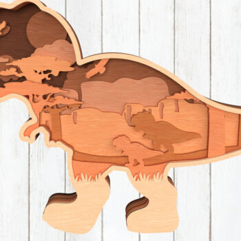 Intra απο ξύλο plywood 3mm-4mm πάχος – T-Rex Dinosaur 3D Layered Δίασταση 20x20 cm INTRAFABR-119557788 - Image 1