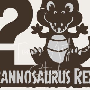 Intra απο ξύλο plywood 3mm-4mm πάχος – T-Rex Dinosaur Birthday Cake Topper Δίασταση  20x20 cm INTRAFABR-117428073