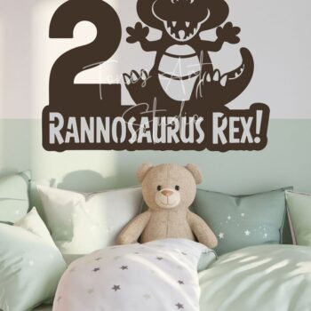 Intra απο ξύλο plywood 3mm-4mm πάχος – T-Rex Dinosaur Birthday Cake Topper Δίασταση  20x20 cm INTRAFABR-117428073 - Image 2