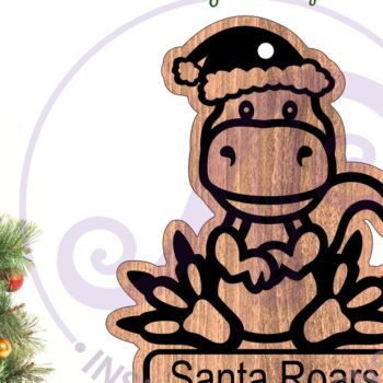 Intra απο ξύλο plywood 3mm-4mm πάχος – Χριστουγεννιάτικο στολίδι T Rex Dinosaur Δίασταση  20x20 cm INTRAFABR-102624853 - Image 1