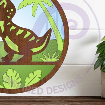 Intra απο ξύλο plywood 3mm-4mm πάχος – Επιτοίχια επιγραφή T Rex Dinosaur Layered Δίασταση  20x20 cm INTRAFABR-99957706 - Image 1