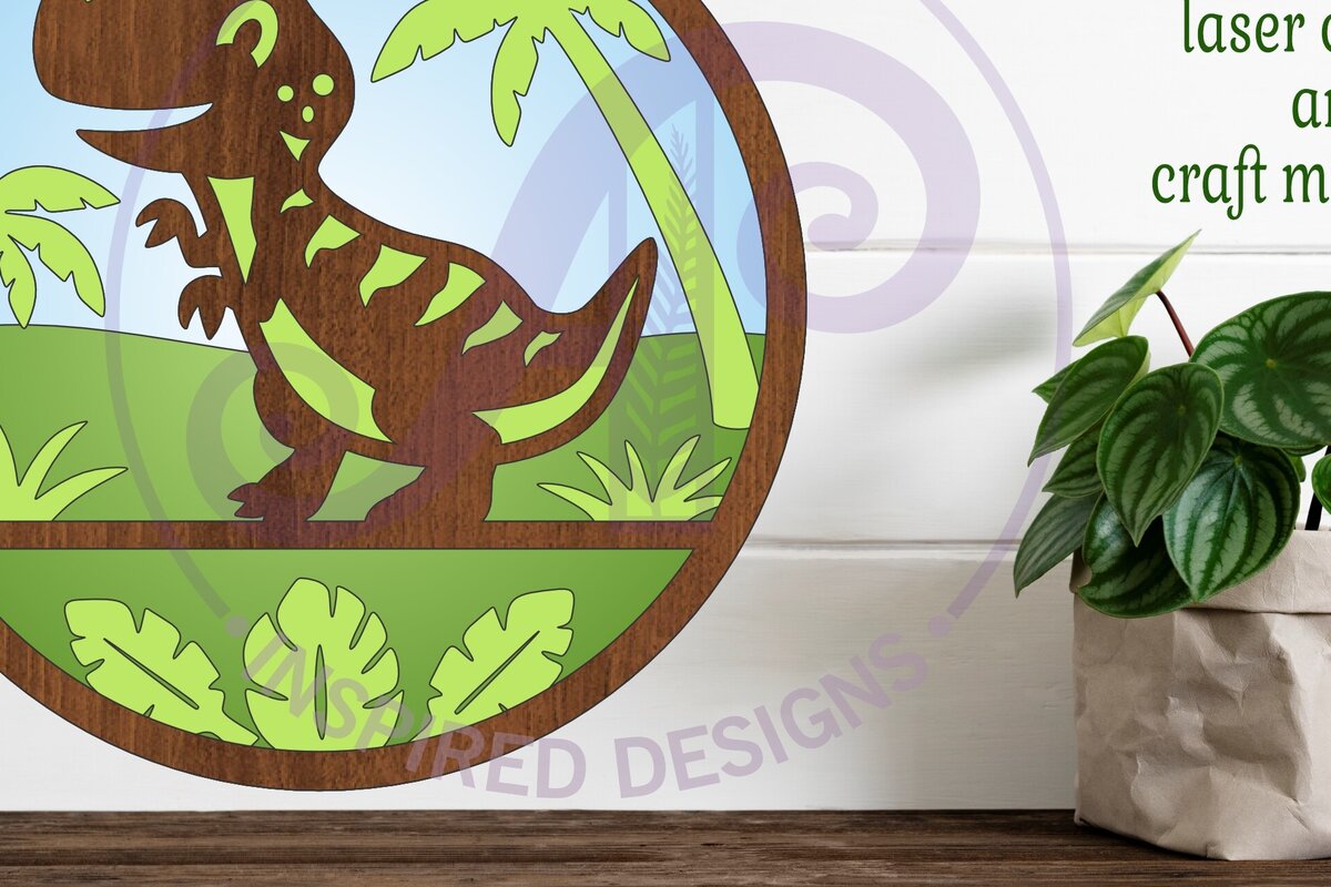 Intra απο ξύλο plywood 3mm-4mm πάχος – Επιτοίχια επιγραφή T Rex Dinosaur Layered Δίασταση  20x20 cm INTRAFABR-99957706