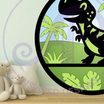 Intra απο ξύλο plywood 3mm-4mm πάχος – Επιτοίχια επιγραφή T Rex Dinosaur Layered Δίασταση  20x20 cm INTRAFABR-99957706 - Image 2