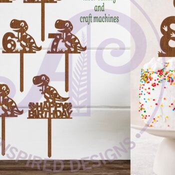 Intra απο ξύλο plywood 3mm-4mm πάχος – T Rex Dinosaur Number Cake Toppers X 10 Δίασταση 20x20 cm INTRAFABR-102925661 - Image 1