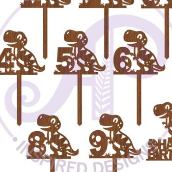 Intra απο ξύλο plywood 3mm-4mm πάχος – T Rex Dinosaur Number Cake Toppers X 10 Δίασταση 20x20 cm INTRAFABR-102925661 - Image 5