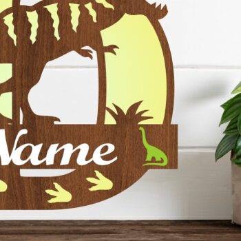 Intra απο ξύλο plywood 3mm-4mm πάχος – Μονόγραμμα T Rex με κεφαλαίο γράμμα D Αρχείο Δίασταση  20x20 cm INTRAFABR-74812335 - Image 1