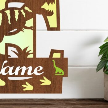 Intra απο ξύλο plywood 3mm-4mm πάχος – T Rex Monogram Capital Letter E Αρχείο Δίασταση 20x20 cm INTRAFABR-74812346 - Image 1