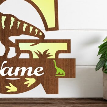 Intra απο ξύλο plywood 3mm-4mm πάχος – T Rex Μονόγραμμα με κεφαλαίο γράμμα G Αρχείο Δίασταση  20x20 cm INTRAFABR-74812396 - Image 1