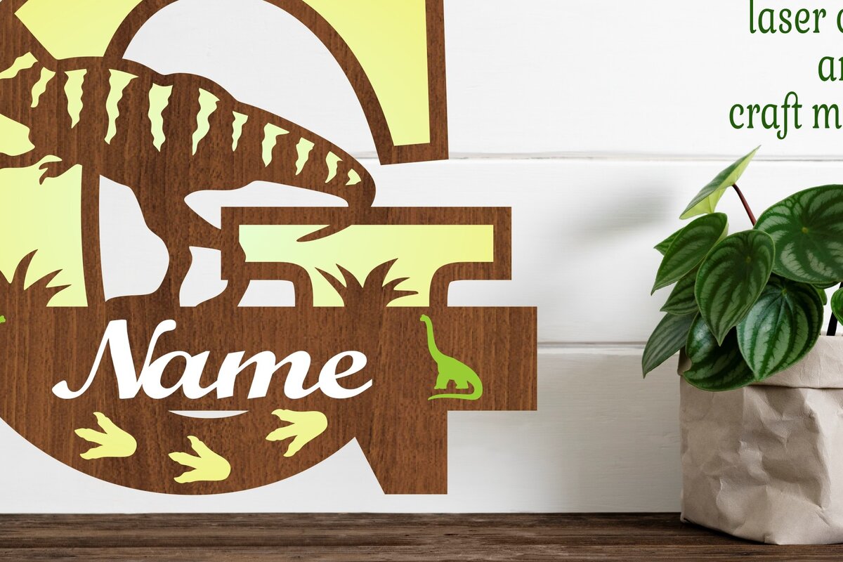 Intra απο ξύλο plywood 3mm-4mm πάχος – T Rex Μονόγραμμα με κεφαλαίο γράμμα G Αρχείο Δίασταση  20x20 cm INTRAFABR-74812396