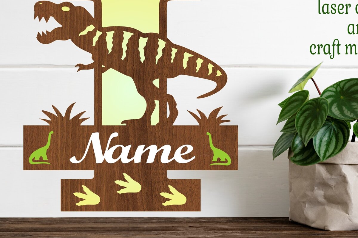 Intra απο ξύλο plywood 3mm-4mm πάχος – Μονόγραμμα T Rex με κεφαλαίο γράμμα I Αρχείο Δίασταση  20x20 cm INTRAFABR-74812435