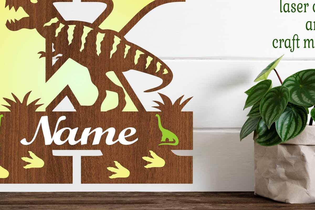 Intra απο ξύλο plywood 3mm-4mm πάχος – T Rex Μονόγραμμα με κεφαλαίο γράμμα K Αρχείο Δίασταση  20x20 cm INTRAFABR-74812487