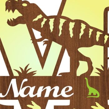 Intra απο ξύλο plywood 3mm-4mm πάχος – Μονόγραμμα T Rex κεφαλαίο γράμμα M Αρχείο Δίασταση  20x20 cm INTRAFABR-74812538 - Image 3