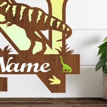 Intra απο ξύλο plywood 3mm-4mm πάχος – Μονόγραμμα T Rex κεφαλαίο γράμμα N αρχείο Δίασταση  20x20 cm INTRAFABR-74812555 - Image 1