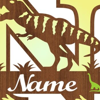 Intra απο ξύλο plywood 3mm-4mm πάχος – Μονόγραμμα T Rex κεφαλαίο γράμμα N αρχείο Δίασταση  20x20 cm INTRAFABR-74812555 - Image 3