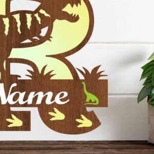 Intra απο ξύλο plywood 3mm-4mm πάχος – T Rex Μονόγραμμα με κεφαλαίο γράμμα R Αρχείο Δίασταση  20x20 cm INTRAFABR-74812634