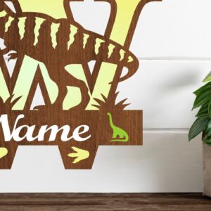 Intra απο ξύλο plywood 3mm-4mm πάχος – T Rex Μονόγραμμα με κεφαλαίο γράμμα W Αρχείο Δίασταση  20x20 cm INTRAFABR-74812719