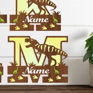 Intra απο ξύλο plywood 3mm-4mm πάχος – Σημάδια ονόματος δέσμης γραμμάτων μονογράμματος T Rex Δίασταση  20x20 cm INTRAFABR-74808762