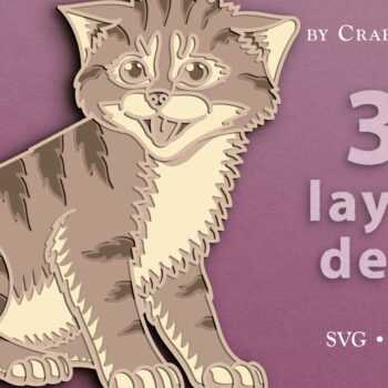 Intra απο ξύλο plywood 3mm-4mm πάχος – Το Tabby Kitten 3D Layered Δίασταση 20x20 cm INTRAFABR-62907800 - Image 1