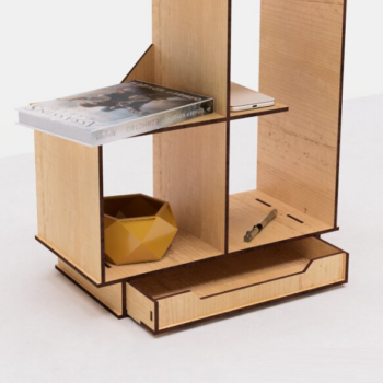 Intra απο ξύλο plywood 3mm-4mm πάχος – Επιτραπέζιο ράφι με συρτάρι κοπής με λέιζερ Δίασταση  20x20 cm INTRAFABR-113581523 - Image 1