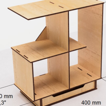 Intra απο ξύλο plywood 3mm-4mm πάχος – Επιτραπέζιο ράφι με συρτάρι κοπής με λέιζερ Δίασταση  20x20 cm INTRAFABR-113581523 - Image 2