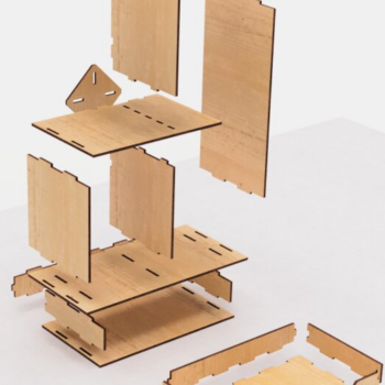 Intra απο ξύλο plywood 3mm-4mm πάχος – Επιτραπέζιο ράφι με συρτάρι κοπής με λέιζερ Δίασταση  20x20 cm INTRAFABR-113581523 - Image 3