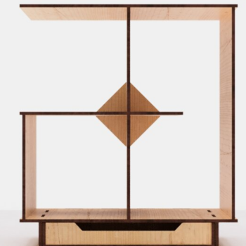 Intra απο ξύλο plywood 3mm-4mm πάχος – Επιτραπέζιο ράφι με συρτάρι κοπής με λέιζερ Δίασταση  20x20 cm INTRAFABR-113581523 - Image 4