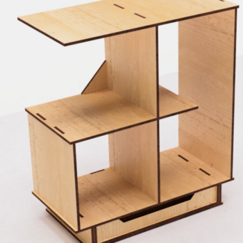 Intra απο ξύλο plywood 3mm-4mm πάχος – Επιτραπέζιο ράφι με συρτάρι κοπής με λέιζερ Δίασταση  20x20 cm INTRAFABR-113581523 - Image 5