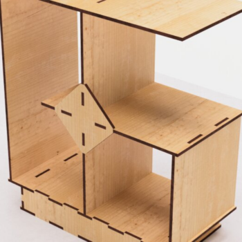 Intra απο ξύλο plywood 3mm-4mm πάχος – Επιτραπέζιο ράφι με συρτάρι κοπής με λέιζερ Δίασταση  20x20 cm INTRAFABR-113581523 - Image 6