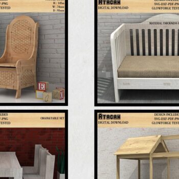 Intra απο ξύλο plywood 3mm-4mm πάχος – Επιτραπέζια καρέκλα, λίκνο, κομμένο αρχείο Montessori Δίασταση  20x20 cm INTRAFABR-39424526 - Image 1