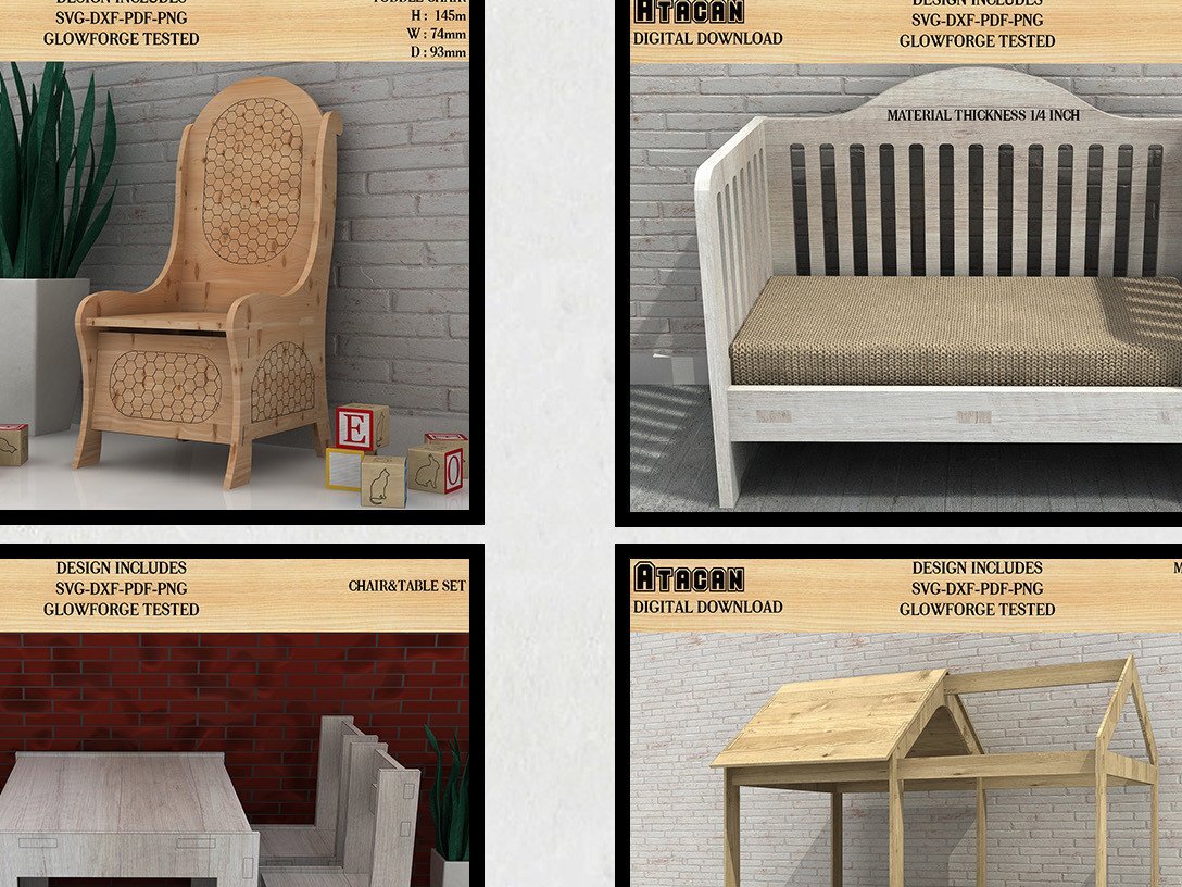 Intra απο ξύλο plywood 3mm-4mm πάχος – Επιτραπέζια καρέκλα, λίκνο, κομμένο αρχείο Montessori Δίασταση  20x20 cm INTRAFABR-39424526