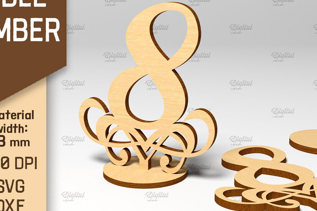 Intra απο ξύλο plywood 3mm-4mm πάχος – Αριθμός πίνακα. Γάμος. Νούμερο 8 Δίασταση  20x20 cm INTRAFABR-87120940