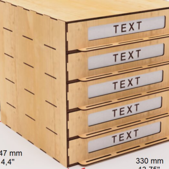 Intra απο ξύλο plywood 3mm-4mm πάχος – Table Organizer 5 Drawers File Δίασταση  20x20 cm INTRAFABR-102528036 - Image 2