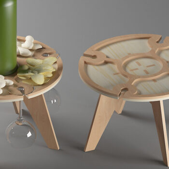 Intra απο ξύλο plywood 3mm-4mm πάχος – Τραπέζι με ποτηροθήκη / Σερβίρισμα σνακ Δίασταση  20x20 cm INTRAFABR-54573312 - Image 1