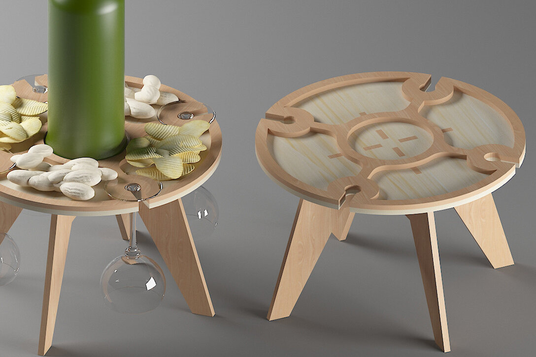 Intra απο ξύλο plywood 3mm-4mm πάχος – Τραπέζι με ποτηροθήκη / Σερβίρισμα σνακ Δίασταση  20x20 cm INTRAFABR-54573312