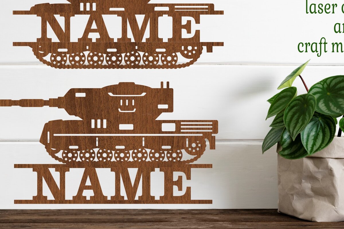 Intra απο ξύλο plywood 3mm-4mm πάχος – Πρότυπο κοπής λέιζερ Sin Name Tank Δίασταση  20x20 cm INTRAFABR-76642412