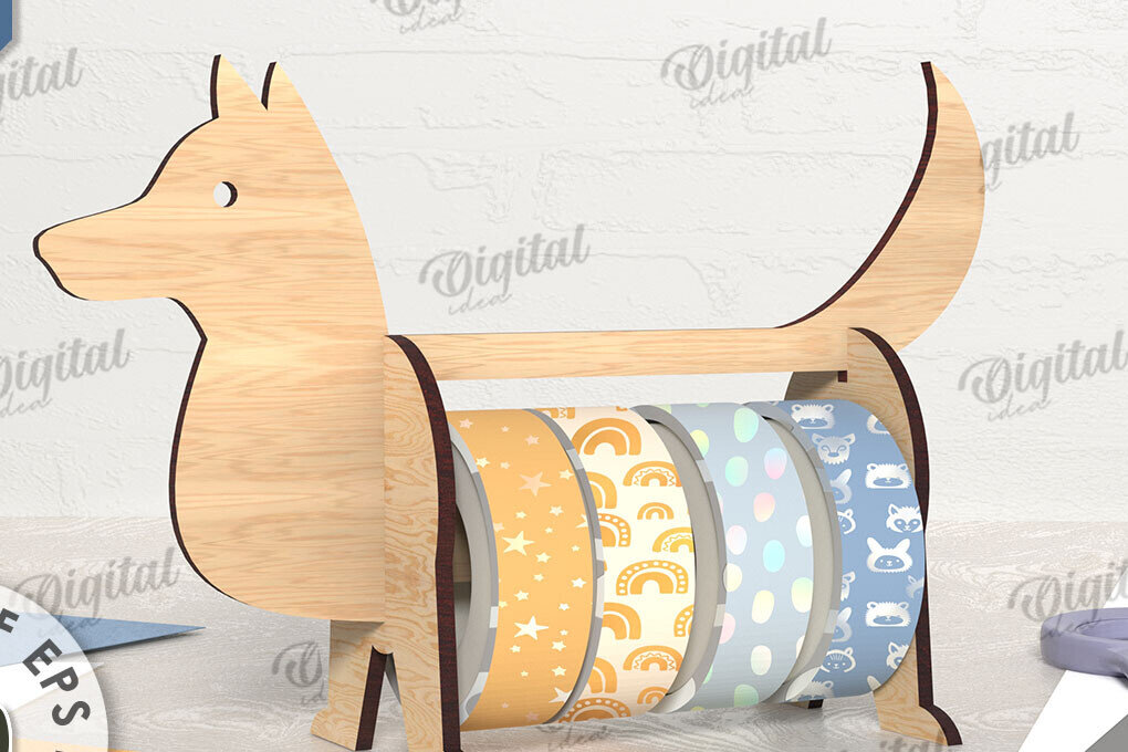 Intra απο ξύλο plywood 3mm-4mm πάχος – Tape Organizer. Σκύλος Δίασταση  20x20 cm INTRAFABR-108024649