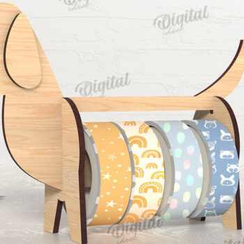 Intra απο ξύλο plywood 3mm-4mm πάχος – Tape Organizer. Σκύλος Δίασταση  20x20 cm INTRAFABR-108024351 - Image 1