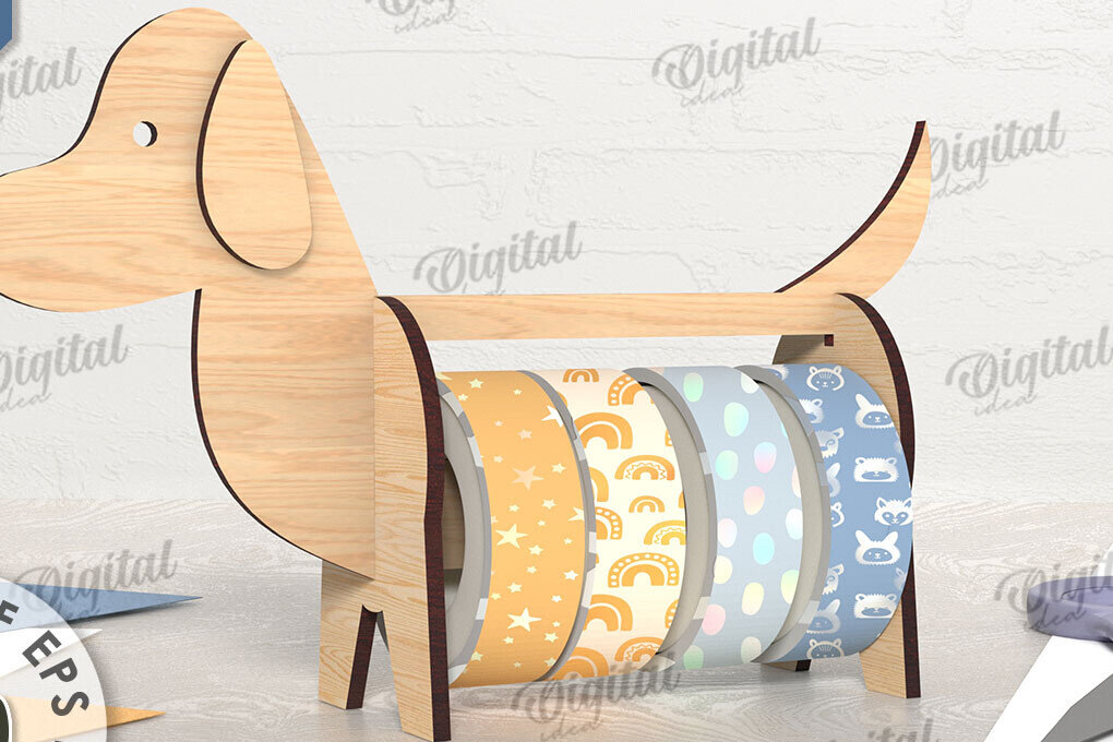 Intra απο ξύλο plywood 3mm-4mm πάχος – Tape Organizer. Σκύλος Δίασταση  20x20 cm INTRAFABR-108024351