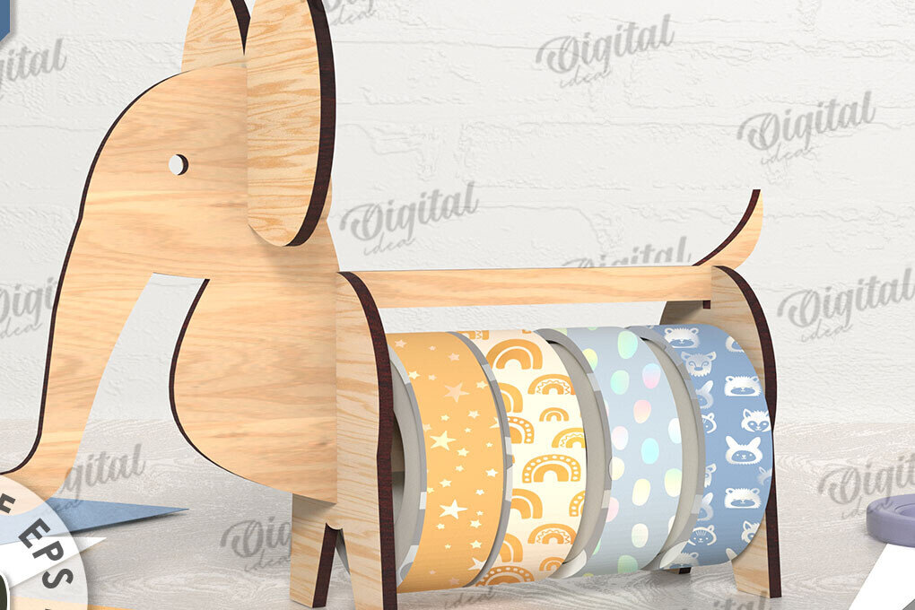 Intra απο ξύλο plywood 3mm-4mm πάχος – Tape Organizer. Ελέφαντας Δίασταση  20x20 cm INTRAFABR-108024931